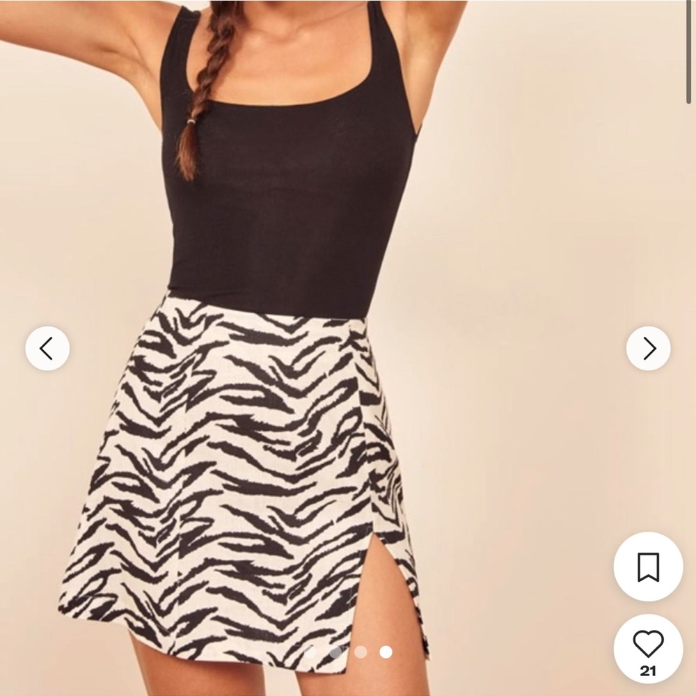 Reformation Cady Zebra-print linen mini skirt size 4